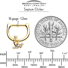 将图片加载到图库查看器，16G 5/16 Clear CZ Gem Gold Tone Mom Baby Giraffe Cartilage Clicker
