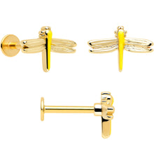 Load image into Gallery viewer, 16G 5/16 Clear Gem Gold Tone Ladybug Lotus Labret Tragus Set of 3
