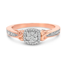Load image into Gallery viewer, 14K Rose Gold Plated Sterling Silver 1/6 Cttw Diamond Knot Cluster Ring
