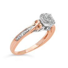 Load image into Gallery viewer, 14K Rose Gold Plated Sterling Silver 1/6 Cttw Diamond Knot Cluster Ring
