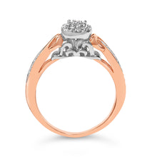 Load image into Gallery viewer, 14K Rose Gold Plated Sterling Silver 1/6 Cttw Diamond Knot Cluster Ring
