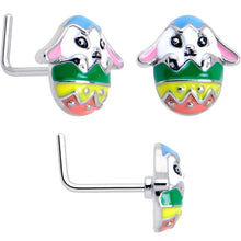 Load image into Gallery viewer, 20G 7mm Easter Egg Bunny L Shape Nose Ring Set of 3
