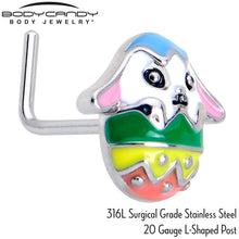 Load image into Gallery viewer, 20G 7mm Easter Egg Bunny L Shape Nose Ring Set of 3
