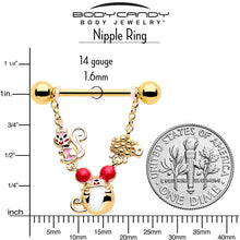 将图片加载到图库查看器，14G 9/16 Gold Tone Mouse Sheep Squirrel Dangle Nipple Ring Set
