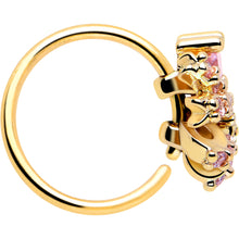 Load image into Gallery viewer, 20G 5/16 Pink CZ Gem Gold Tone Abstract Ribbon Nose Hoop
