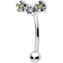Load image into Gallery viewer, 16G 5/16 Yellow CZ Gem Flower Honeycomb Curved Eyebrow Ring
