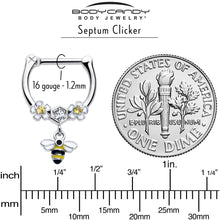 将图片加载到图库查看器，16G 5/16 Yellow CZ Gem Flower Bee Dangle Cartilage Clicker
