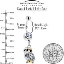 将图片加载到图库查看器，Clear Gem Evening Owl Dangle Belly Ring
