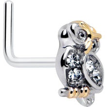 将图片加载到图库查看器，20G 7mm Clear Gem Evening Owl L Shape Nose Ring
