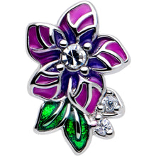 Load image into Gallery viewer, 16G 1/4 Clear CZ Gem Flower Purple Cartilage Tragus Earring
