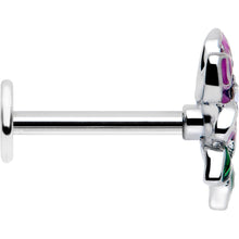 将图片加载到图库查看器，16G 5/16 Clear CZ Gem Flower Purple Flatback Stud
