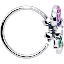 Load image into Gallery viewer, 20G 5/16 Clear CZ Gem Flower Purple Nose Hoop
