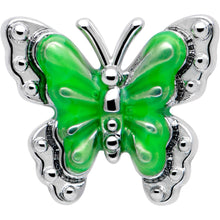 Load image into Gallery viewer, 20G 7mm Butterfly Green Splash L Shape Nose Ring
