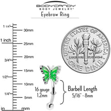 将图片加载到图库查看器，16G 5/16 Butterfly Green Splash Curved Eyebrow Ring
