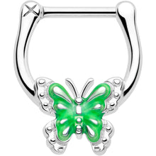 Load image into Gallery viewer, 16G 5/16 Butterfly Green Splash Cartilage Clicker
