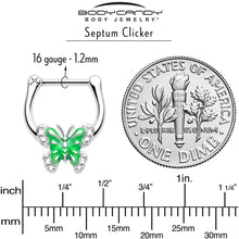 Load image into Gallery viewer, 16G 5/16 Butterfly Green Splash Cartilage Clicker
