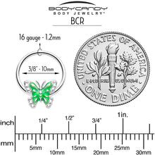 将图片加载到图库查看器，16G 3/8 Butterfly Green Splash BCR Captive Charm Ring
