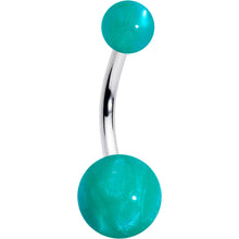 将图片加载到图库查看器，Opaque Teal Green Ends Belly Ring

