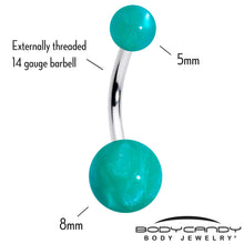 将图片加载到图库查看器，Opaque Teal Green Ends Belly Ring
