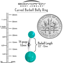 将图片加载到图库查看器，Opaque Teal Green Ends Belly Ring
