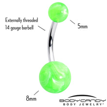 Load image into Gallery viewer, Opaque Bright Green Ends Belly Ring
