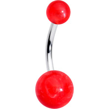 将图片加载到图库查看器，Opaque Bright Red Ends Belly Ring
