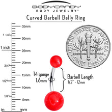 将图片加载到图库查看器，Opaque Bright Red Ends Belly Ring
