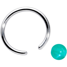 Load image into Gallery viewer, 16G 3/8 Simple Opaque Teal Green Ball BCR Captive Bead Ring
