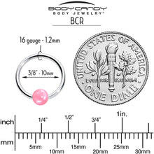 Load image into Gallery viewer, 16G 3/8 Simple Opaque Pink Ball BCR Captive Bead Ring
