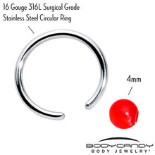 将图片加载到图库查看器，16G 3/8 Simple Opaque Bright Red Ball BCR Captive Bead Ring
