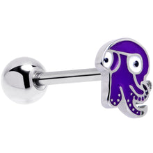 将图片加载到图库查看器，Purple Octopus Barbell Tongue Ring
