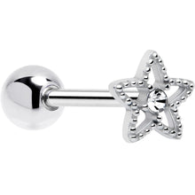 Load image into Gallery viewer, Clear Gem Star Texture Barbell Tongue Ring
