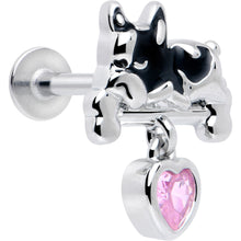 Load image into Gallery viewer, 16G 5/16 Pink Gem Sleepy French Bulldog Dangle Labret Monroe Tragus
