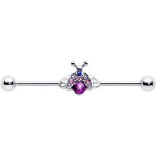 Load image into Gallery viewer, 14G Pink Blue Gem Beautiful Insect Industrial Barbell 38mm
