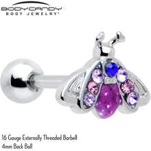 Load image into Gallery viewer, 16G 1/4 Pink Blue Gem Beautiful Insect Cartilage Tragus Earring
