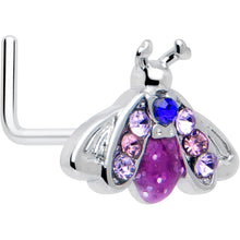 Load image into Gallery viewer, 20G 7mm Pink Blue Gem Beautiful Insect L Shape Nose Ring
