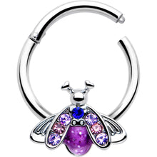 Load image into Gallery viewer, 16G 3/8 Pink Blue Gem Beautiful Insect Hinged Segment Ring
