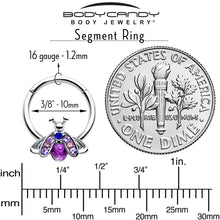Load image into Gallery viewer, 16G 3/8 Pink Blue Gem Beautiful Insect Hinged Segment Ring
