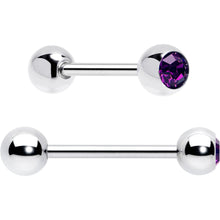 Load image into Gallery viewer, Purple Clear CZ Gem Butterfly Pink Barbell Tongue Ring Set of 4
