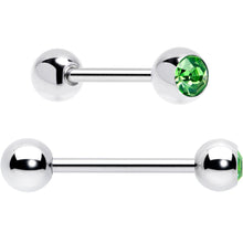 将图片加载到图库查看器，Green CZ Gem Crescent Moon Marbleized Barbell Tongue Ring Set of 4
