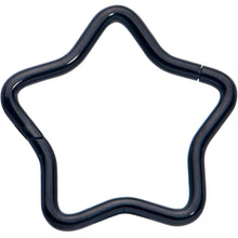 Load image into Gallery viewer, 16G 3/8 Black Five Pointed Star Shaped Hinged Segment Ring
