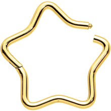 Load image into Gallery viewer, 16G 3/8 Gold Tone Five Pointed Star Shaped Hinged Segment Ring
