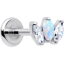 Load image into Gallery viewer, Titanium Internally Threaded Flat Back Stud - 18G Fancy CZ Opal
