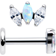 Load image into Gallery viewer, Titanium Internally Threaded Flat Back Stud - 18G Fancy CZ Opal
