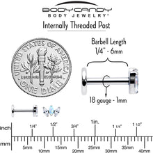 Load image into Gallery viewer, Titanium Internally Threaded Flat Back Stud - 18G Fancy CZ Opal
