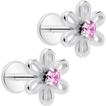 将图片加载到图库查看器，Pink CZ Gem Loopy Daisy Flat Back Stud Earrings - 1 Pair
