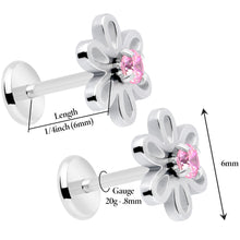 将图片加载到图库查看器，Pink CZ Gem Loopy Daisy Flat Back Stud Earrings - 1 Pair
