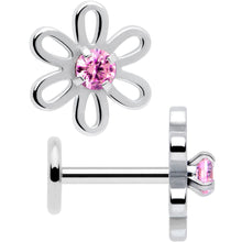 将图片加载到图库查看器，Pink CZ Gem Loopy Daisy Flat Back Stud Earrings - 1 Pair
