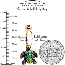 将图片加载到图库查看器，Clear CZ Gem Gold Tone Anodized Sea Turtle Style Belly Ring
