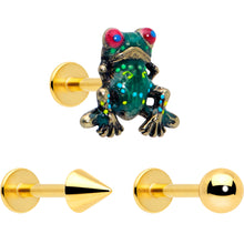 将图片加载到图库查看器，16G Frog Flat Back Earring Set Internally Threaded 3 Pack
